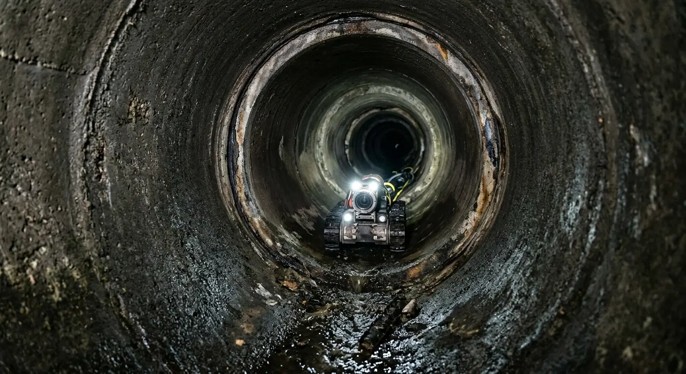 Robotic sewer camera inspecting pipe interior for Sewer Line Cleaning in Rio Linda